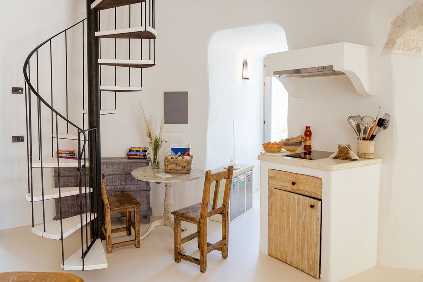 Trullo Petrarolo kitchen corner with simple decor and natural light