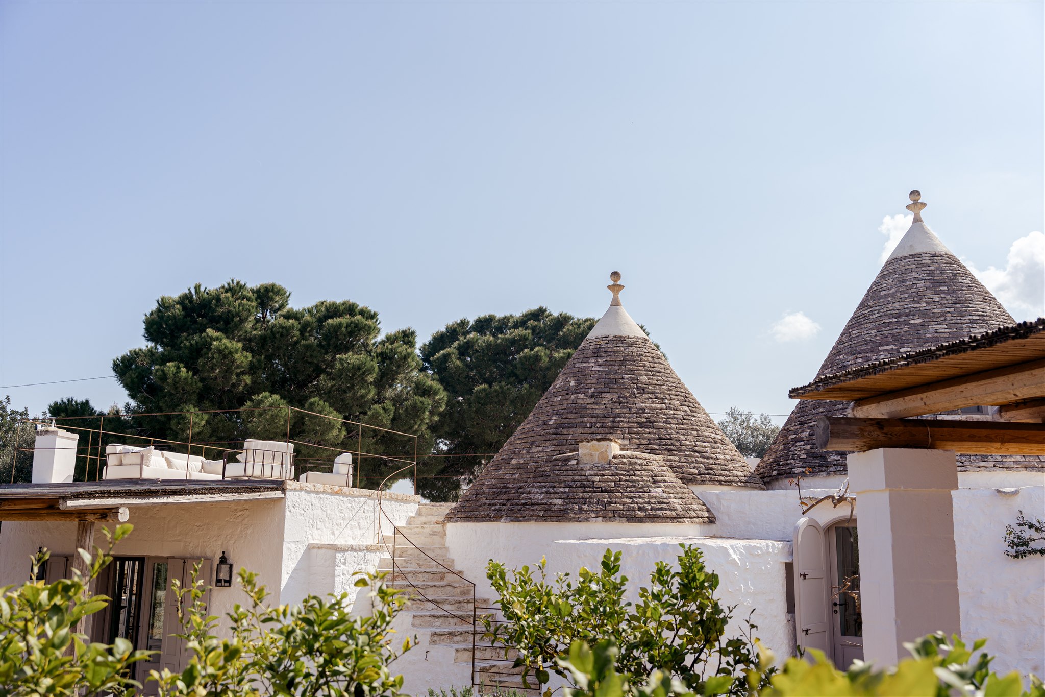 Stone steps leading to the rooftop terrace