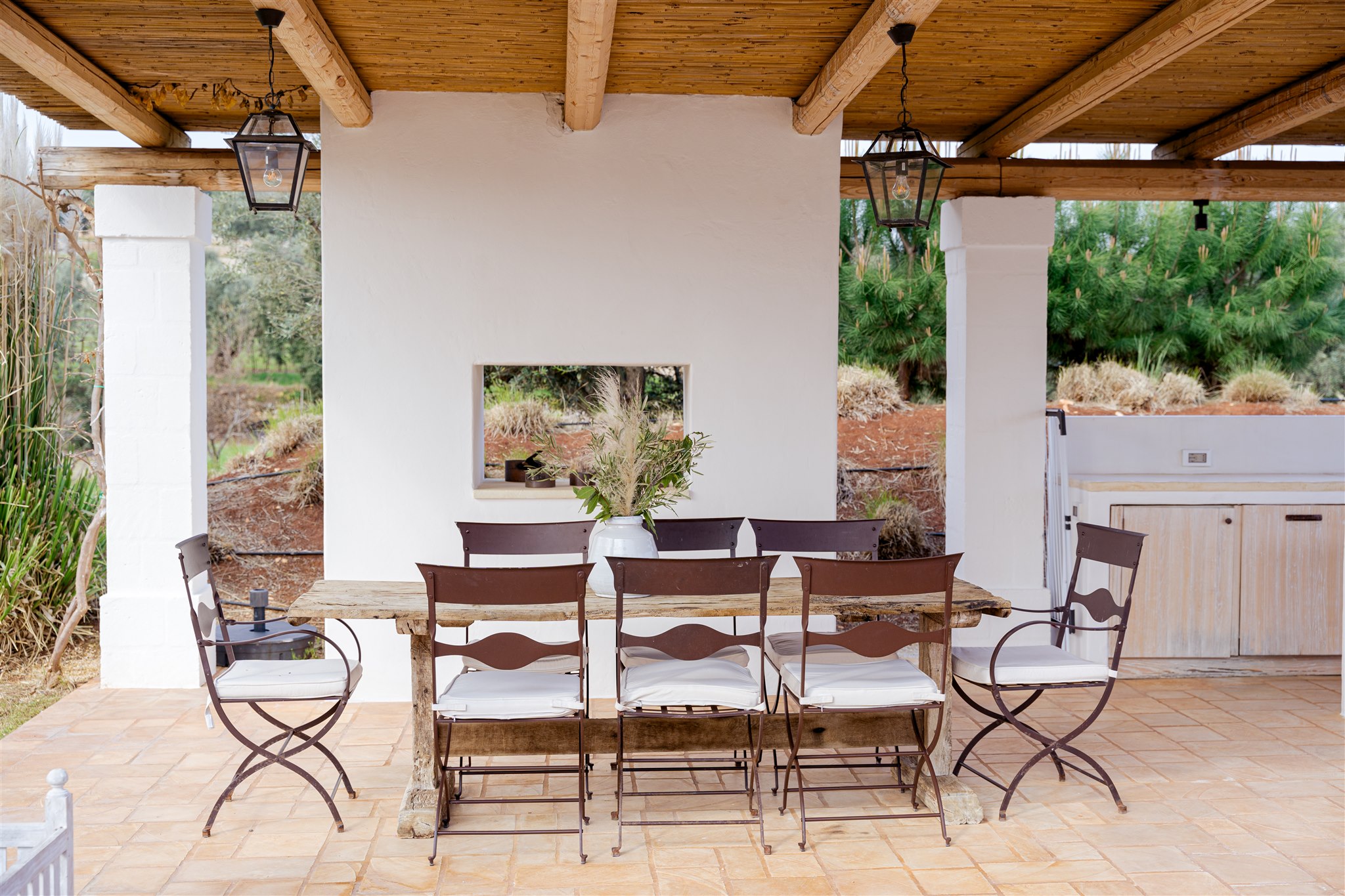 A long table for outdoor dining