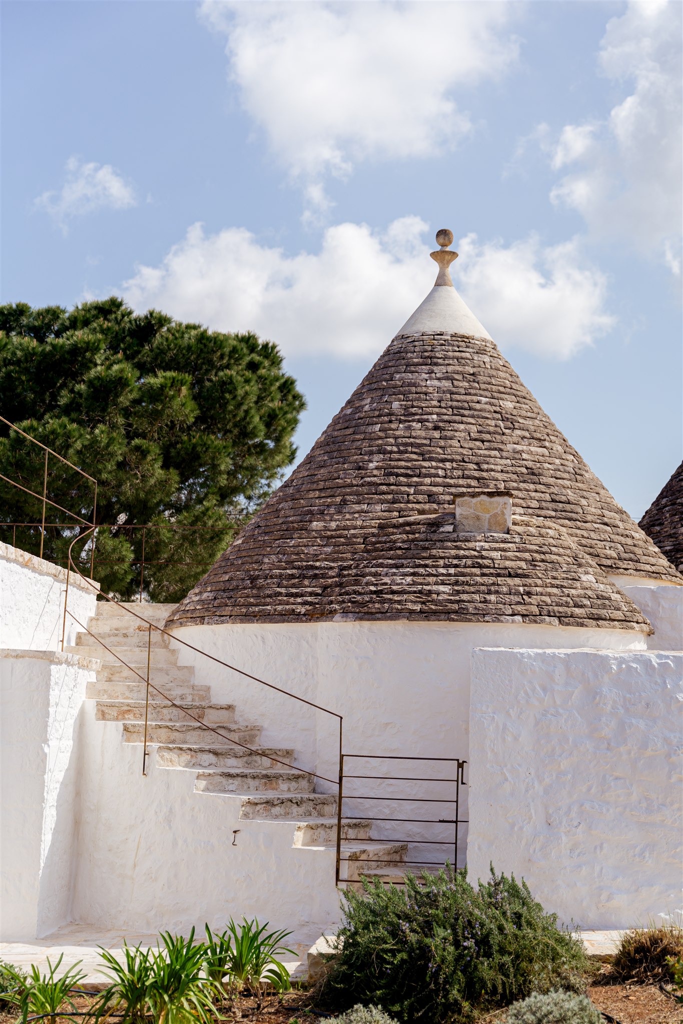 The stone staircase to the rooftop terrace